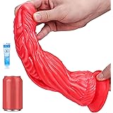 10.2 Inch Realistic Dildo, Size Queen Huge Thick Silicone Wolf Dildo for Vaginal G spot Anal Prostate Massaging, Adorime Mons