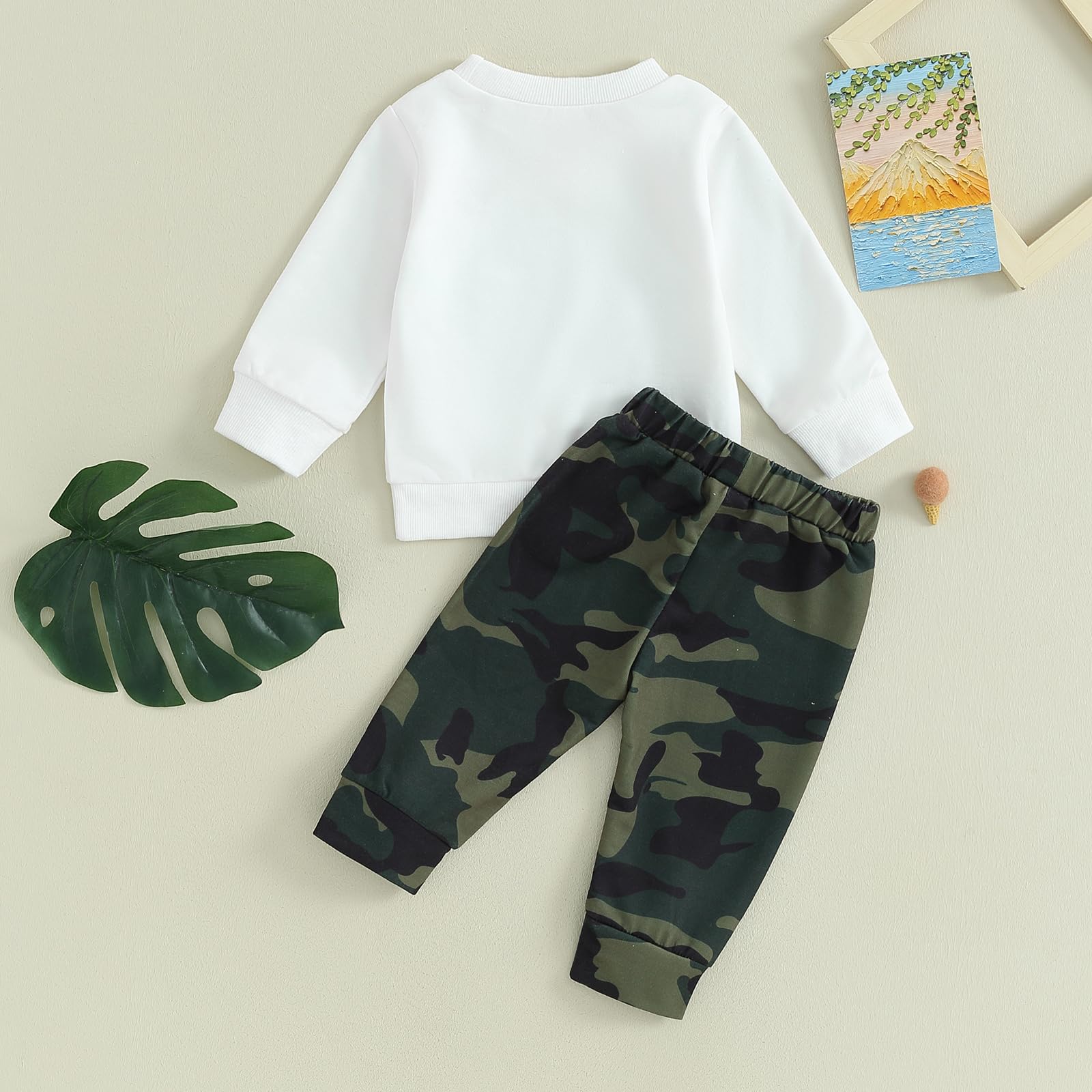 Sejardin Toddler Baby Boy Clothes Camo Pant Set Long Sleeve Letter Sweatshirt and Camouflage Jogger Pants Infant Boy Outfits