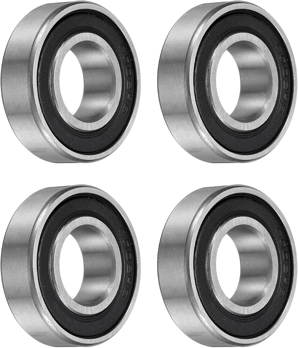 Sourcing Map 4Pcs 6002-2RS Bearing 15x32x9mm Chrome Steel Deep Groove