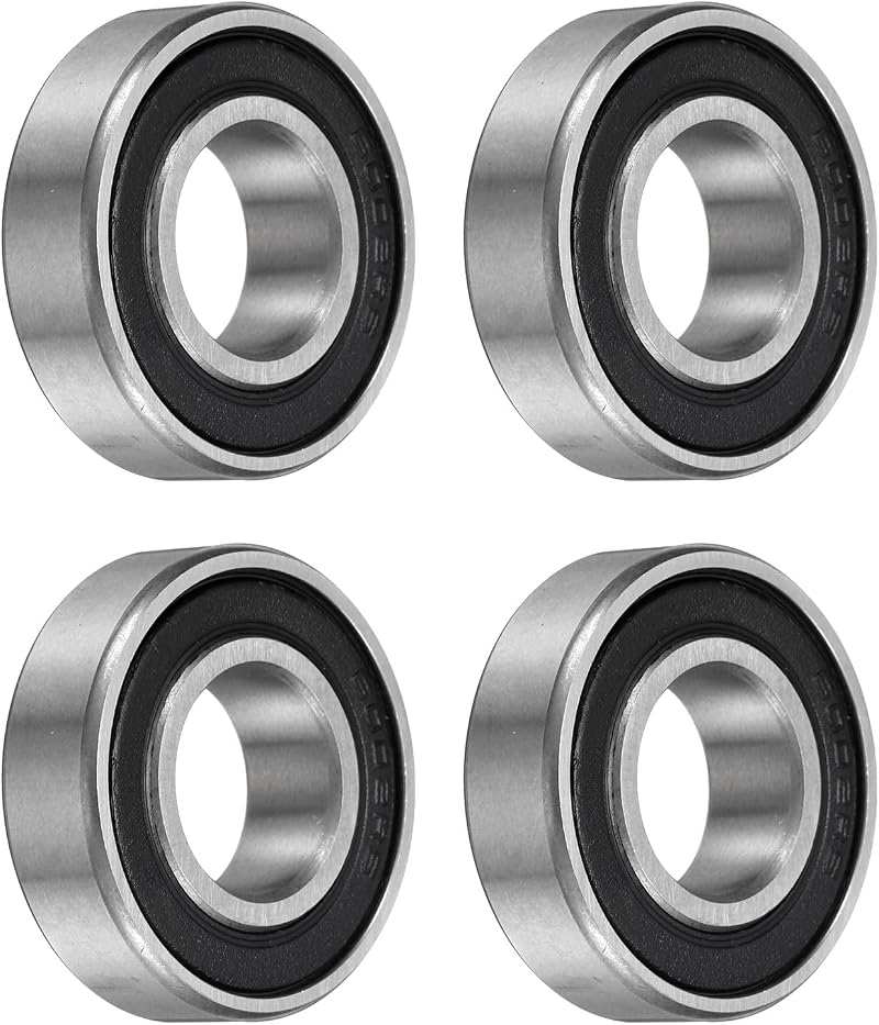 Sourcing Map 4Pcs 6002-2RS Bearing 15x32x9mm Chrome Steel Deep Groove