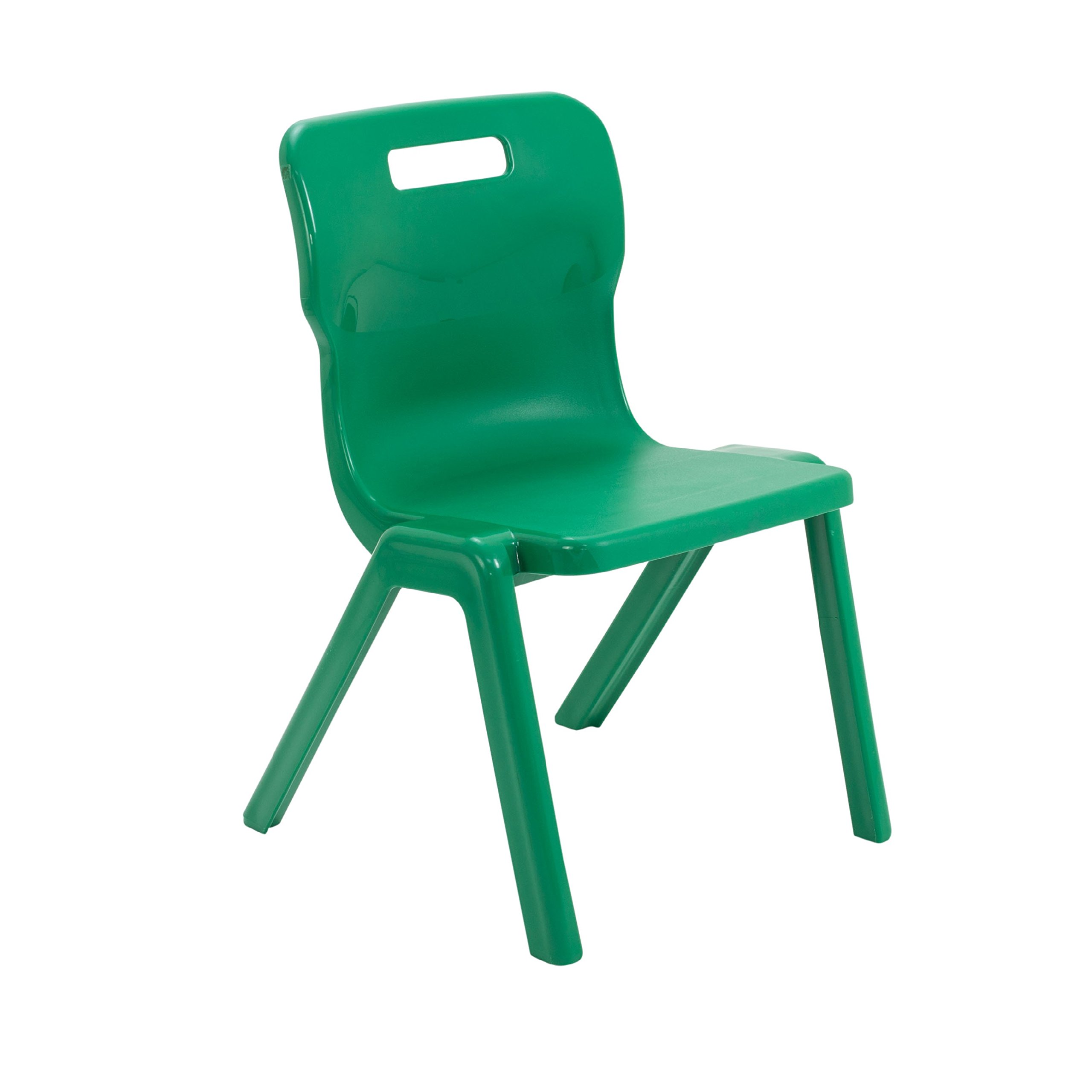 Titan One Piece Classroom Chair, Plastic, Green, Size 5 for Ages 9-13 Years