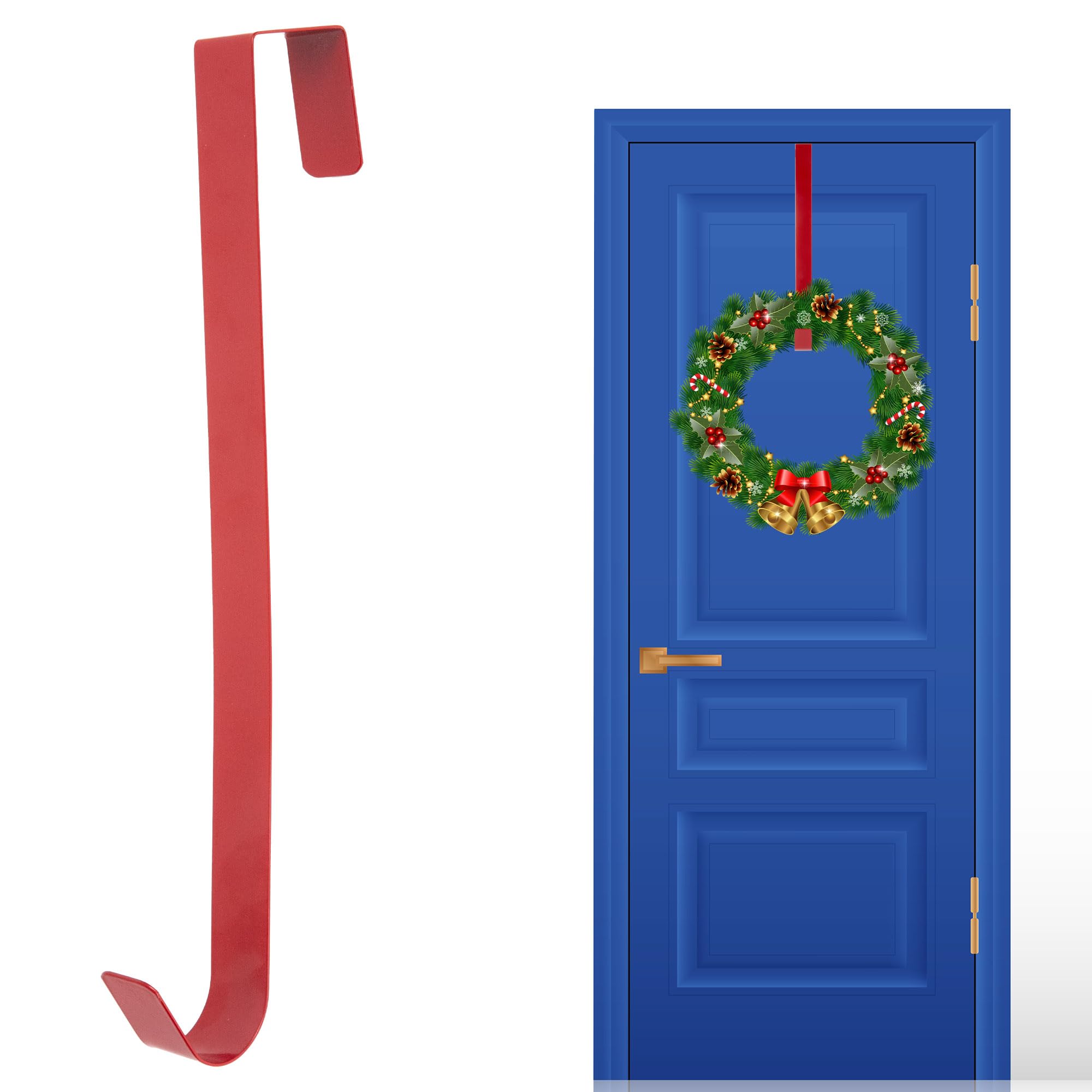 SHATCHI 1Pc Christmas Wreath Door Hanger – 38cm Metal Front Door Wreath Holder Over Door Hook for Christmas Home Office Wall Wedding Hanging Decorations Wreaths
