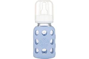 Lifefactory Glass Baby Bottle with Stage 1 Nipple and Protective Silicone Sleeve Blanket 4 Oz