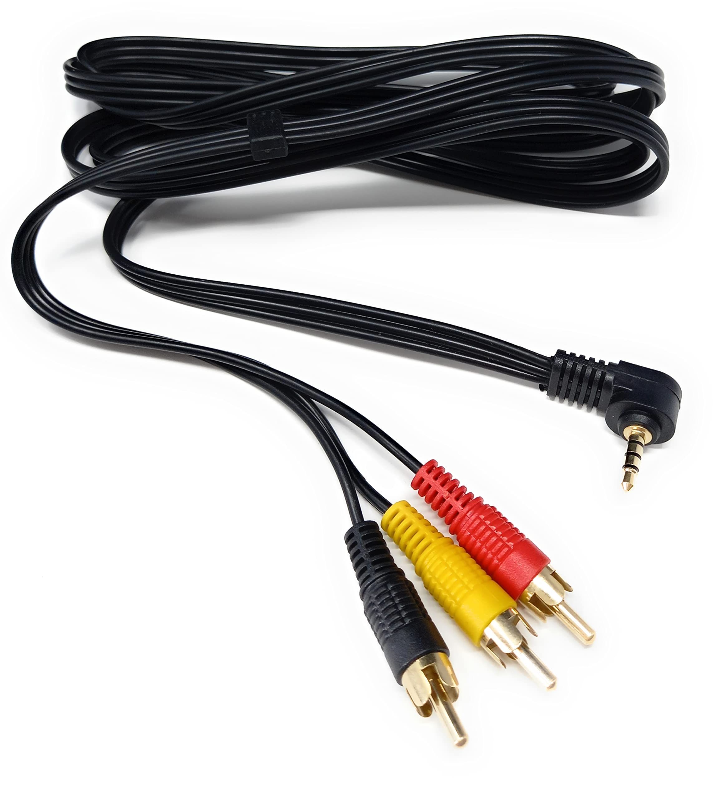 DRUT 2m Right Angle 4 Pole 3.5mm Jack To 3 x RCA Composite & Stereo Audio Video Lead Cable 6.5ft