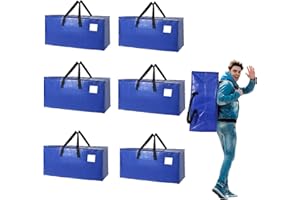 MIDLADE 6 Pack Moving Bags Heavy Duty Extra Large Storage Bags with Zippers, Handles, Backpack Straps Packing Bag for Moving College Dorm Room Essentials, Camping, Travel, Clothes 93 L 25 Gallons (Blue)