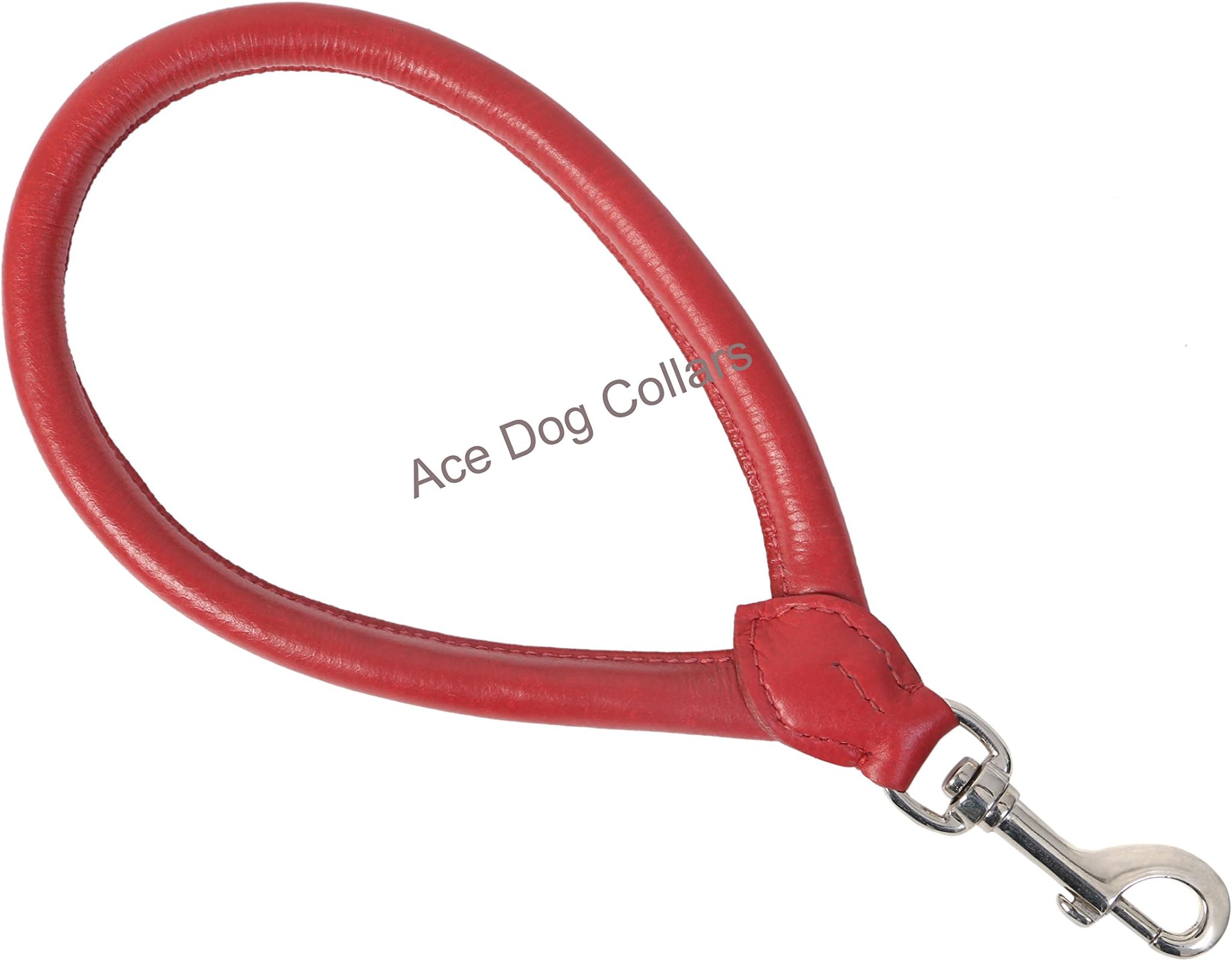 Ace Dog Collars Super Soft Rolled Leather Hand Holder Loop lead : Overall Length is 25 cm (10") Thickness 10 mm