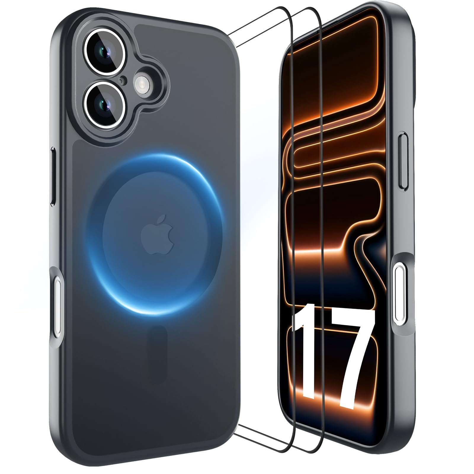 Photo 1 of *** 4PACK***YFEMLAZ Magnetic for iPhone 17 Case,with Screen Protectors X2,Full Camera Protection,Compatible with MagSafe,Translucent Matte,Anti-Fingerprint?Shockproof Protective Phone Case,6.3",Black