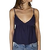 Women Y2k Babydoll Cami Top Sexy Lace Ruffle V Neck Spaghetti Strap Peplum Tank Tops Coquette Going Out Streetwear