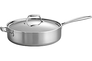 Tramontina Covered Deep Saute Pan Stainless Steel Tri-Ply Clad 6 Qt, 80116/073DS