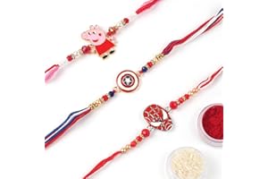 KSJONE 3 Pcs Rakhi for Brother Raksha Bandhan Fancy Rakhi for Bhaiya/Bhabi/Sibling Rakhi for Little Brother & Boys Raksha Bandhan Gift for Your Brother