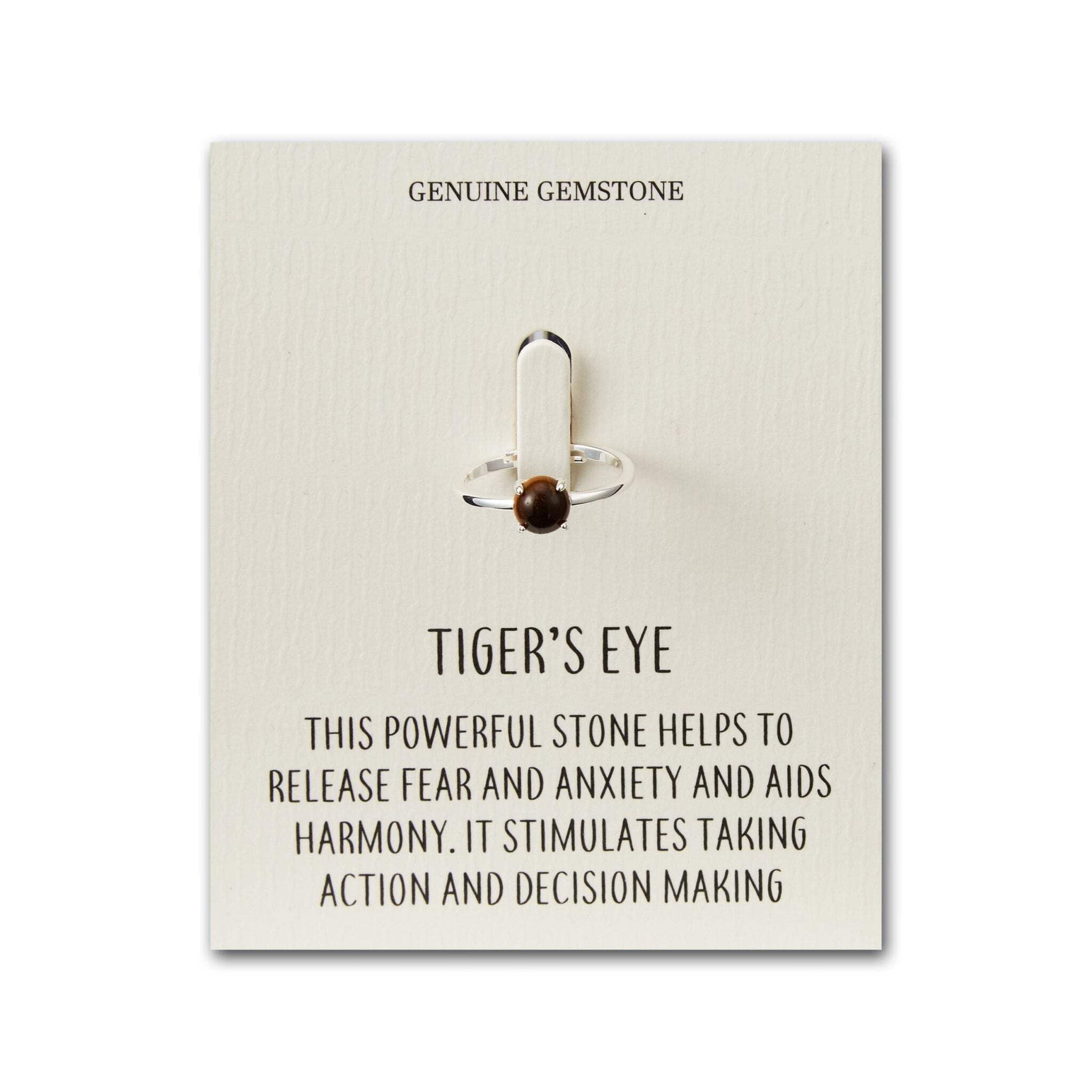 Philip Jones Tigers Eye Adjustable Ring with Quote Card