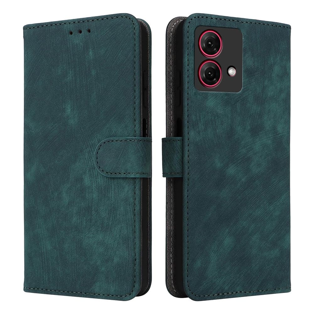 XINNI RFID Protective Phone Case for Motorola Moto G84 5G, PU/TPU Flip Leather Shockproof Cover, Green — image 1