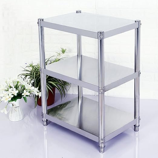 Shuang Edelstahl-Regal 3-Tier-Boden Regal Küche Hotel Mikrowelle Regale 3326