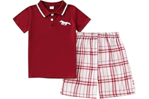 Afsmlys Kids Tween Boy Clothes Casual Short Sleeve Polo Shirt + Plaid Print 2Pcs Shorts Summer Clothing Set