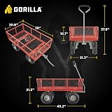 Gorilla Carts Solid Steel Utility Wagon 800 lb Capacity 4 Wheel Pneumatic Tires view 3