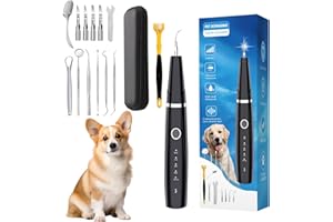 FHZRLP Dog Plaque Remover for Teeth,5 Modes Pet Ultrasonic Tooth Cleaner, Dog Tooth Tartar Remover, Teeth Cleaning Kit for Dental Care, Teeth Cleaner with LED Light, Finger Toothbrush for Dogs and Cats