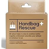 HandBagRescue All-Natural Cleaning Wipes. Remove Dirt & Surface Stains & Conditions Leather Handbags with Essential Oil. Box of 10 Individually Wrapped Wipes.