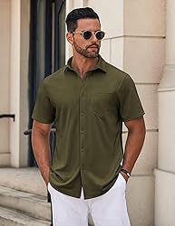 COOFANDY Mens Button Down Short Sleeve Shirt Short