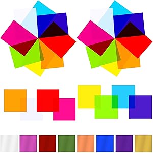 AIKS 120 Pieces Cello Sheets Cellophane Wraps colored cellophane sheets for DIY Arts Crafts Decoration and More (Multicolor, 7.5 x 7.5 Inch)