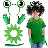 Yewong Kids Frog Costume Accessories Set Frog Headband Collar Gloves Tail for Halloween Cosplay Party World Book Day Dress Up