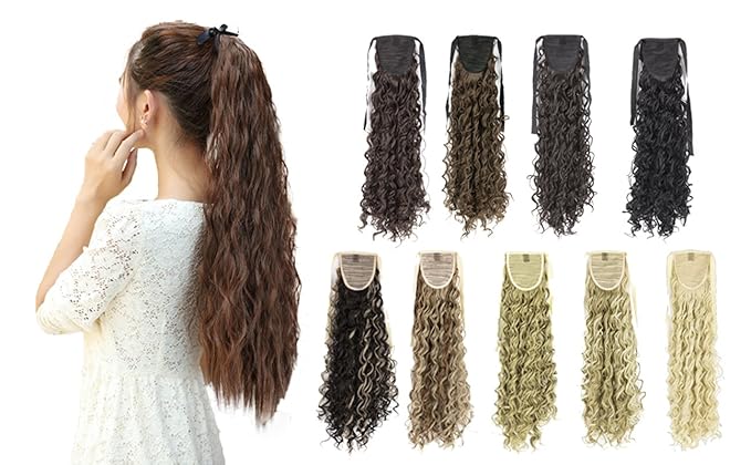 Zaiqun 22 Tie Up Corn Wave Wavy Pony Tail Clip In Hair Extensions