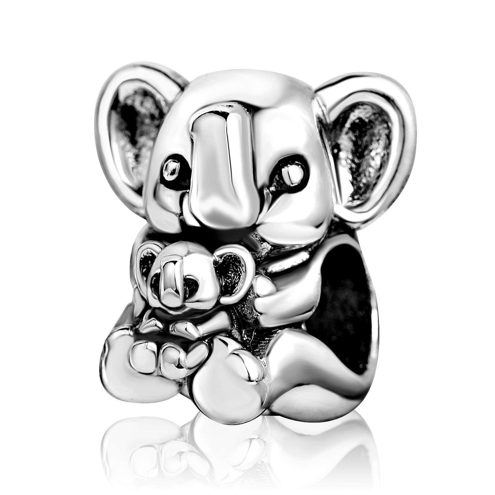 KunBead Jewelry Elephant Mum Mother Daughter Son Family Bead Charms Compatible with Pandora Bracelets for Women
