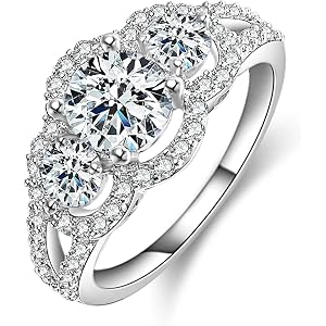 AOKSUNS Moissanite Split Shank Ring, 14K Gold Filled Simulated Diamond Engagement Promise Ring for Her, Stackable Round Bezel