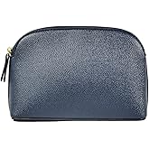 kamumanni Makeup Organizer for Women, Travel Cosmetic Storage Bag with Zipper Pu Leather Pouch for Purse (Navy Blue)