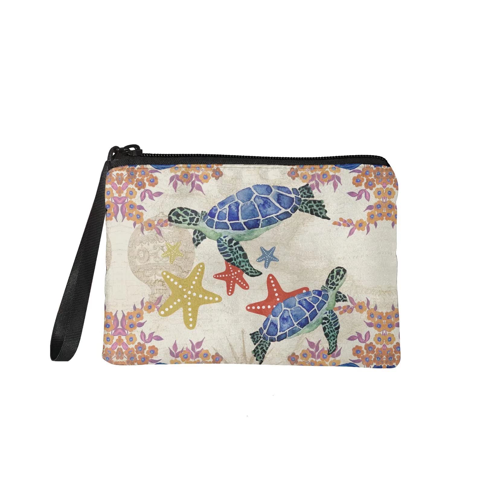 Jeiento Sea Turtle Small Coin Purse Makeup Bag Cosmetic Bag for Womens,Small Makeup Pouch Travel Waterproof Toiletry Bag Organizer Pouch Purse Travel Accessories