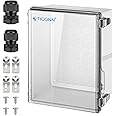 TICONN Waterproof Electrical Junction Box IP67 ABS Plastic Enclosure with Hinged Cover with Mounting Plate, Wall Brackets, Cable Glands (Clear, 17.7"x13.8"x7.9")