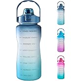 EYQ 64oz/128oz Leakproof Free Drinking Water Bottle with Motivational Time Marker BPA Free for Fitness, Gym and Outdoor Sports