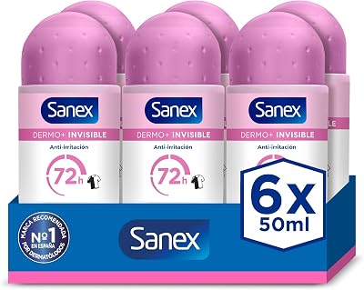 Dermo+ Invisible, Desodorante Antitranspirante Roll-On 72h, 6x50ml