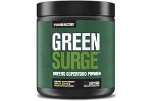 Jacked Factory Green Surge Green Superfood Powder- Keto Friendly Greens Drink w/Spirulina, Wheat & Barley Grass, Organic Greens - Green Tea Extract, Probiotics & Digestive Enzymes - Sour Apple