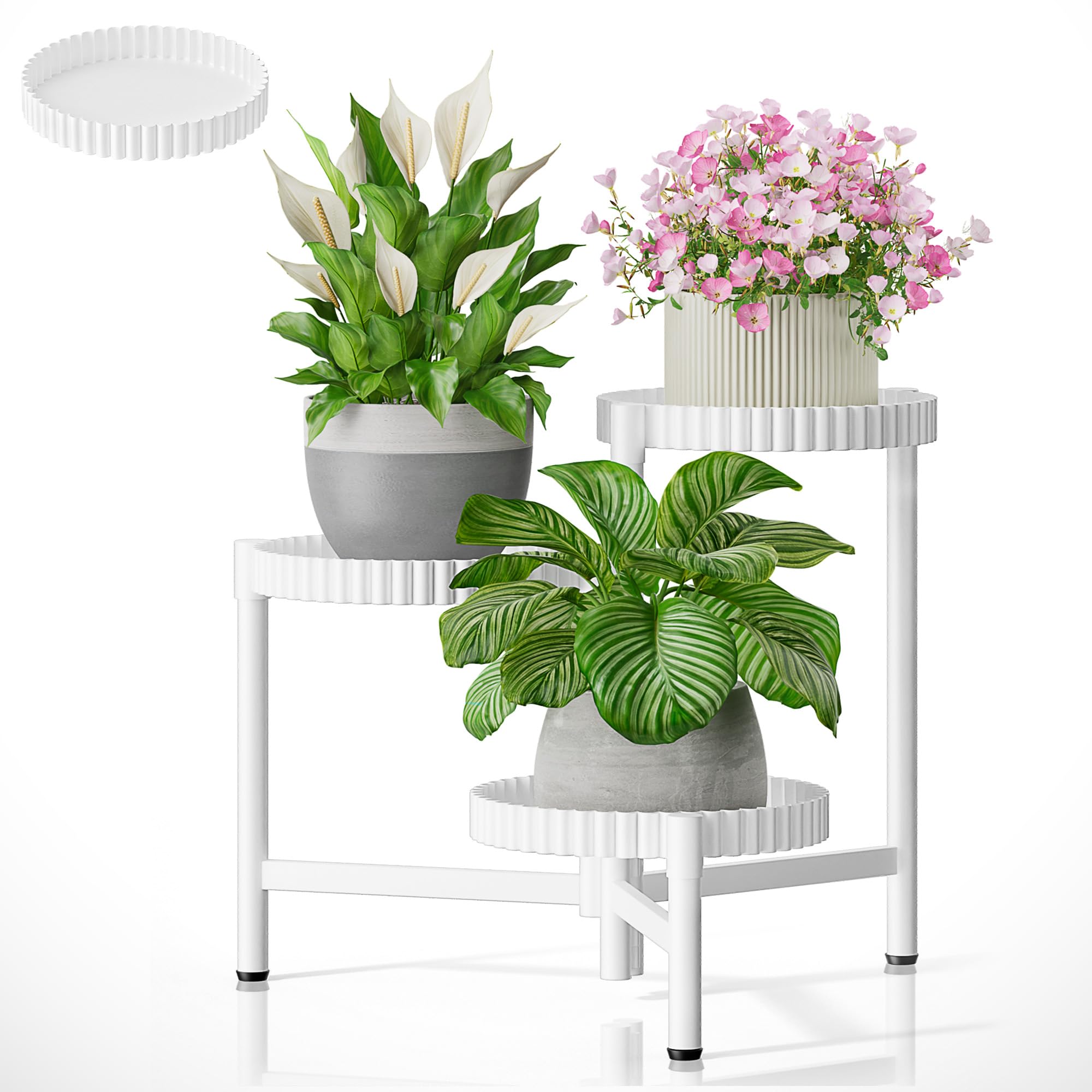 NQW 3 Tiered Tall Plant Stand Foldable - WhiteFloroma