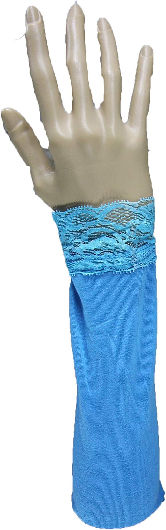 ISLAMIC LACE STRETCH GLOVES ARM SLEEVES COVER VEIL HIJAB ABAYA (Blue)