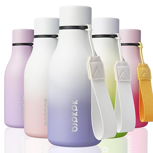BJPKPK Insulated Water Bottles, 12oz Stainless Steel Metal Water Bottle with Strap, BPA Free Leak Proof Thermo, Mugs, Flasks, Reusable Water Bottle for Sports & Travel, Lilac Elegance