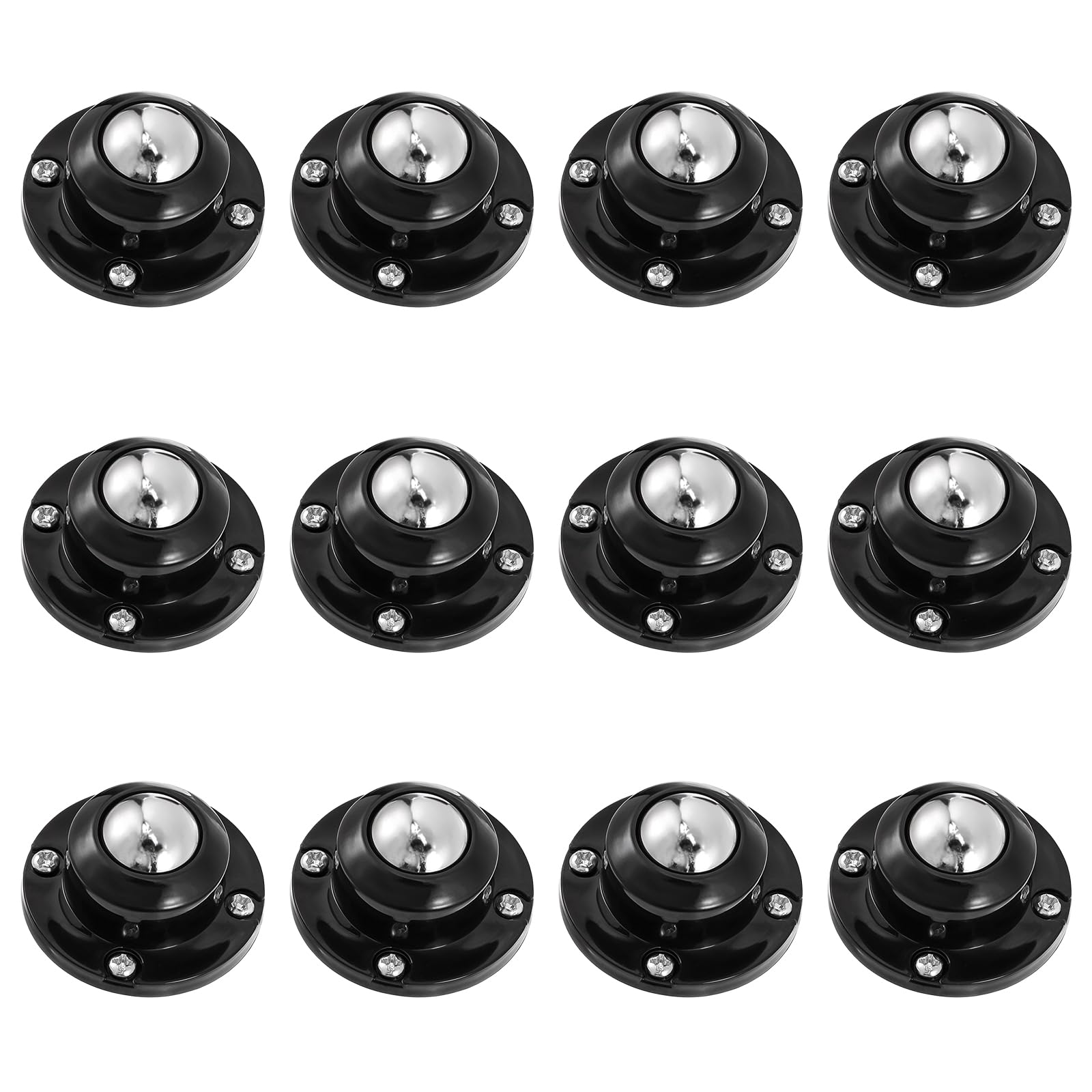 Photo 1 of 12 Pcs Self Adhesive Caster Wheels for Furniture, Storage Box, Trash Can - Universal Pulley 360 Degree Rotating Swivel Wheels - 1 Inch Low Profile 28LBS Per Wheel, Black
