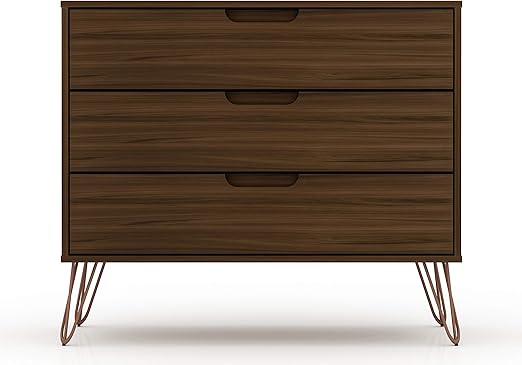 Manhattan Comfort Rockefeller Mid Century Moderne Schlafzimmer Kommode Mit 3 Schubladen 89 5 Cm Braun Amazon De Kuche Haushalt