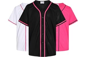 Pullonsy 3 Pack Men's Baseball Jerseys Full Button Down Shirts Sports Uniforms Tops Hip Hop Streetwear Outfits