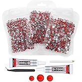 qiipii Ruby Red Crystal Resin Rhinestones w B7000 Jewelry Glue for Bedazzling Crafting 3mm 4mm 5mm Siam Red Flatback Stones Diamonds Crystals Gems for Nails Face Eyes Makeup Tumblers Bottles Crafts