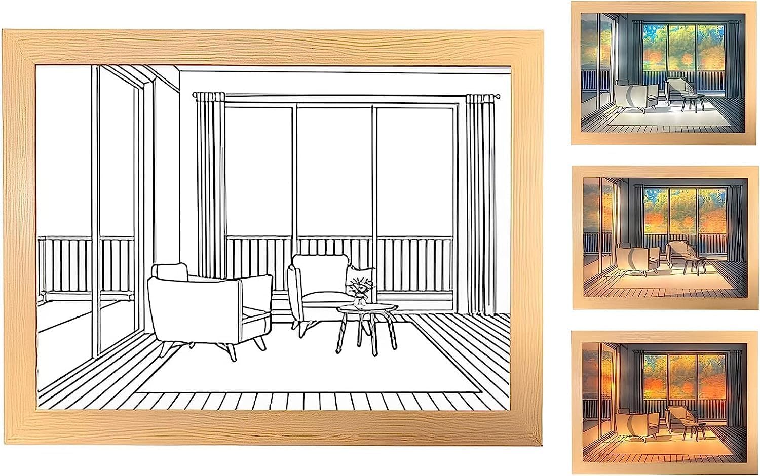 Paintings - Hiya-Naya Illuminated Paintings,Lighting Painting Decoration,3 Modes Light Art Painting,LED Night Light Wall Art Decor,Desktop Art Painting Frame,Creative Bedroom Home Decor Gift.(12.6*8.7 in,Autumn)