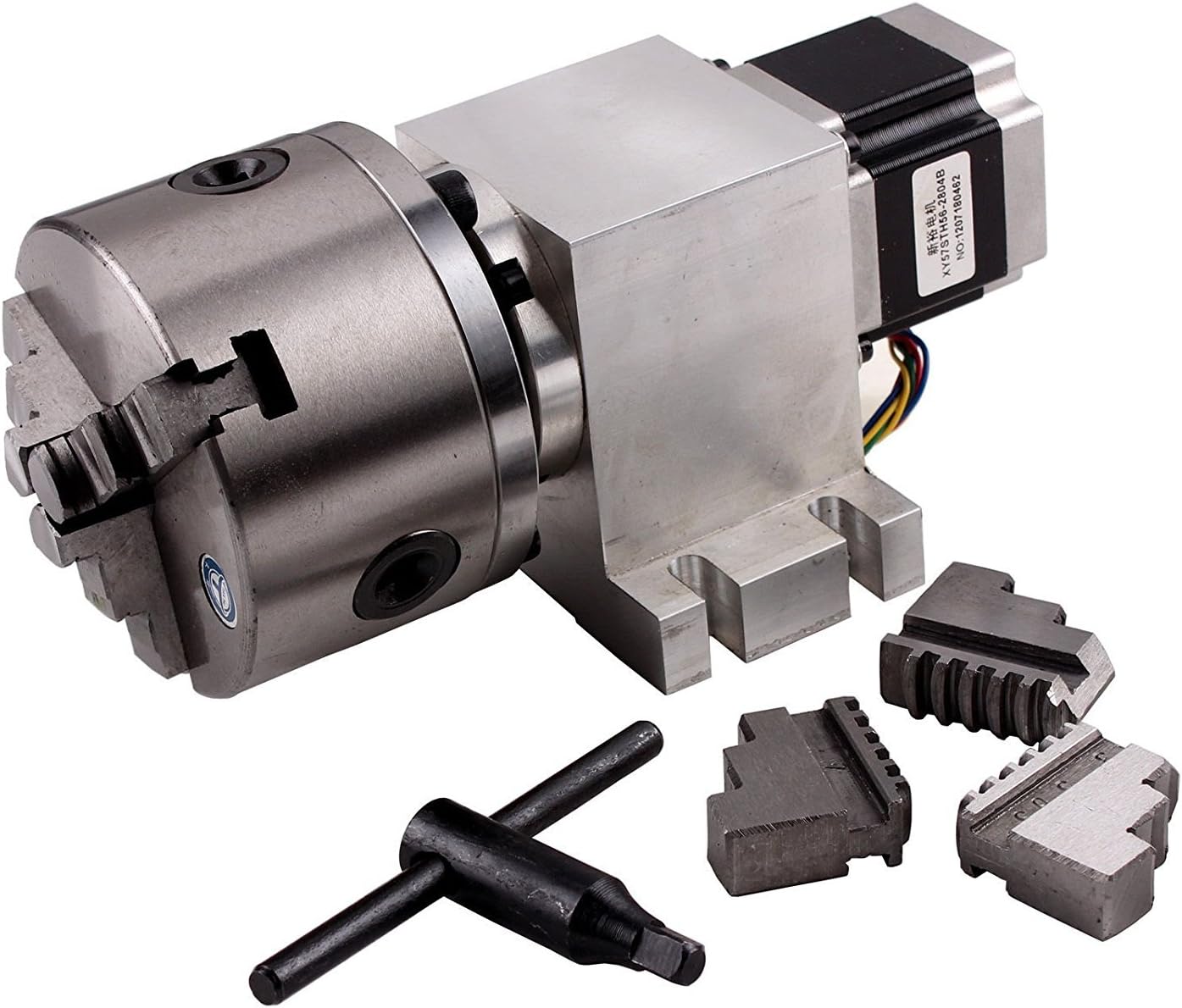 EverVictory CNC Engraving Machine Router Rotational Axis 4th Axis A axis 100mm 3-Jaw Chuck (Reducing ratio：6：1)