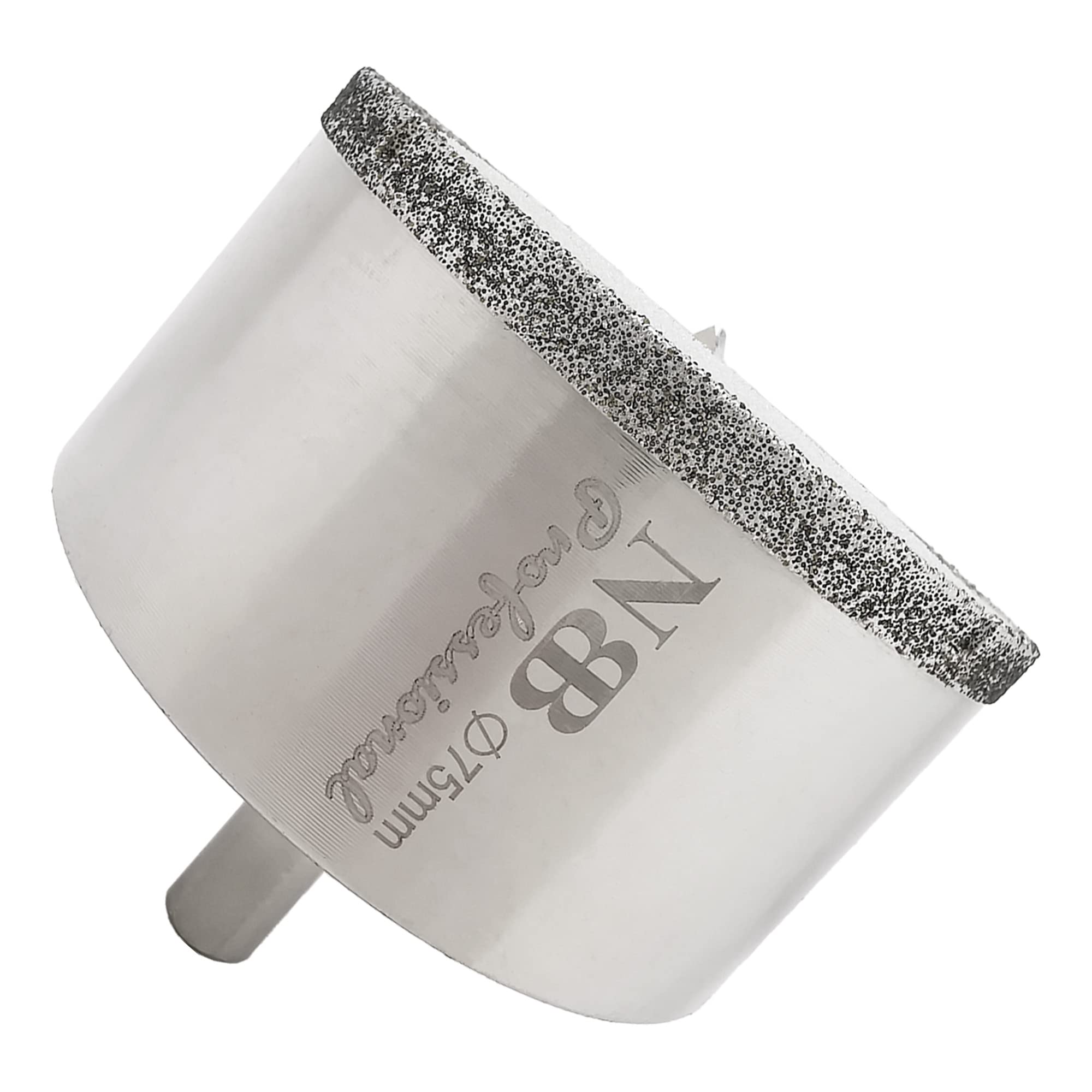 NBB Diamond Drill Bits with Triangle Shank, Diamond Crown, Wet Drill in Marble, Luxury Stone, Ceramic, Granite, Tile, Glass, Galvanized, In Cable Drills or Cordless (75mm)