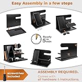 Teslyar Dad Gifts Wood Phone Docking Station Nightstand Organizer Black view 9