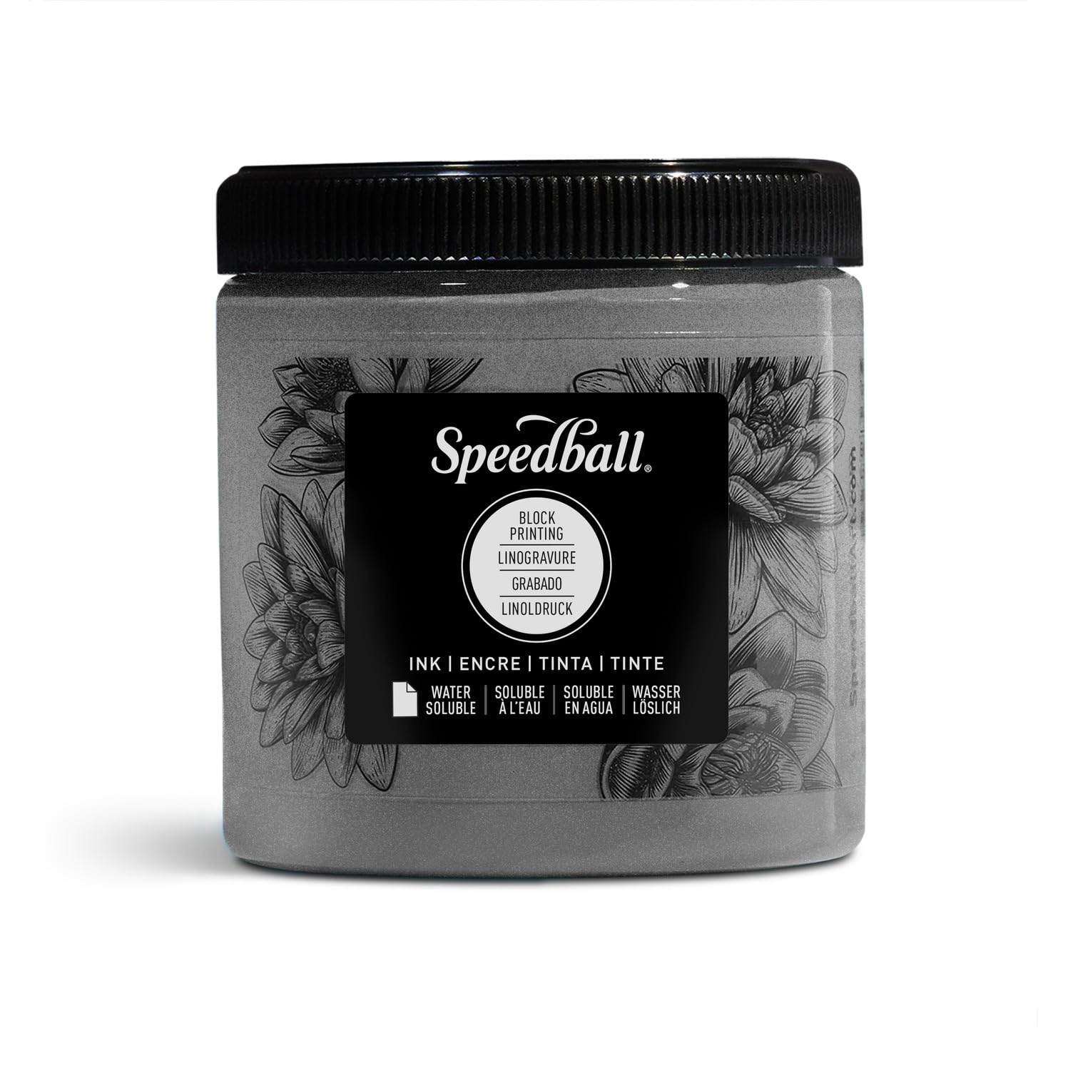 Speedball 8oz Water-Soluble Block Ink Pewter, For Block Printing, Lino Printing, Screen Printing, For Artists Kit