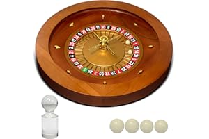 JIESITE Deluxe Wooden Roulette Wheel Casino Grade Precision Bearings Roulette Wheel Set for Adults Club Parties (Light, 20in)