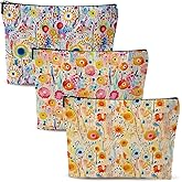 Chenyoumaoyi 3pcs Cosmetic Bags for Women, Multipurpose Travel Toiletry Makeup Bag, Watercolor Flowers