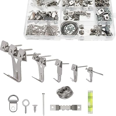 XIAO MO GU 162Pcs Heavy Duty Picture Hooks for Hard Walls Kit Silver