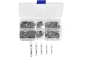 Doryum 100PCS Fish Fishing Barrel Swivel with Safety Snap Interlock Snaps High Strength Tackle, Fishing Swivel Snaps Kit Soli