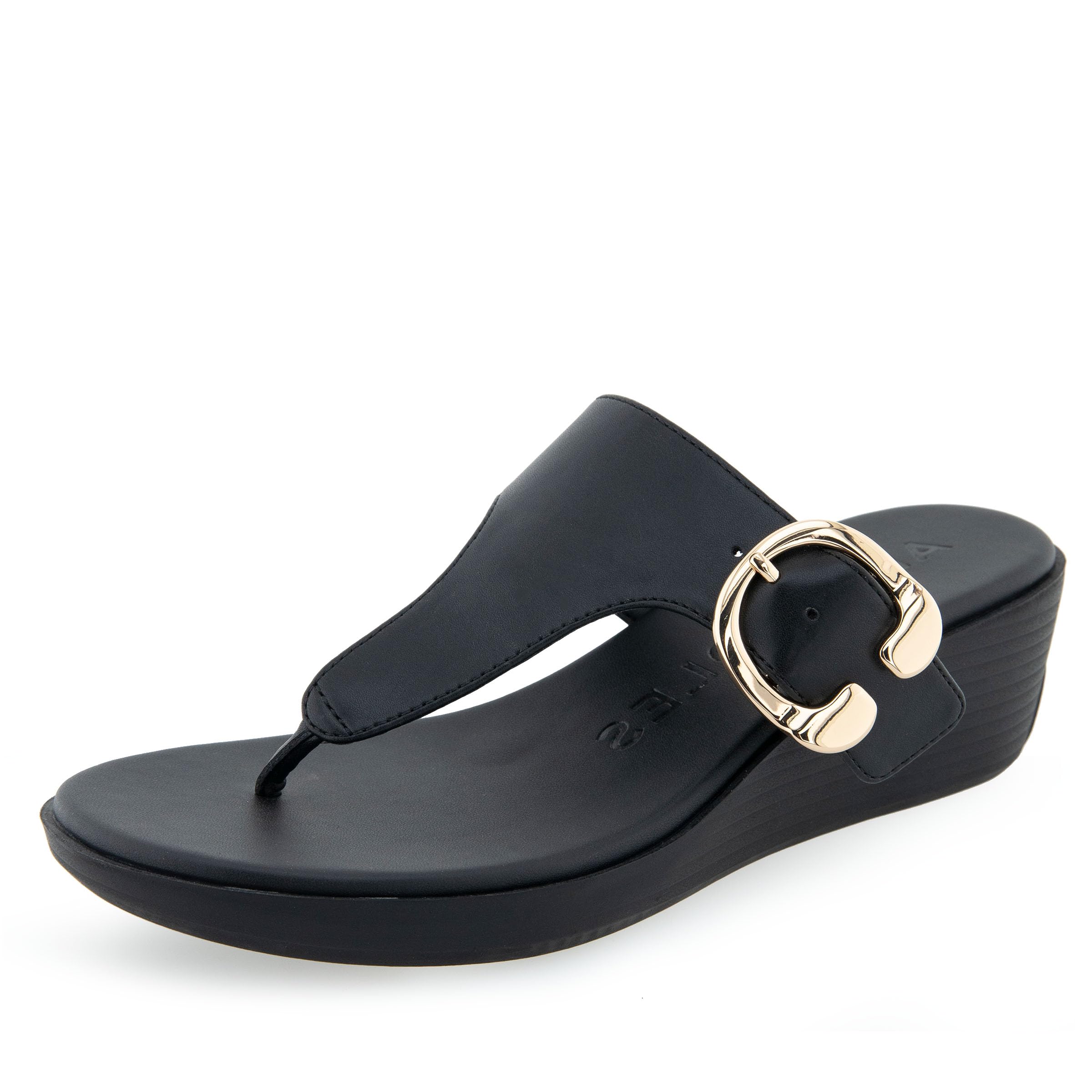 Aerosoles Women’s IZOLA Wedge Sandal, Black PU, 5.5